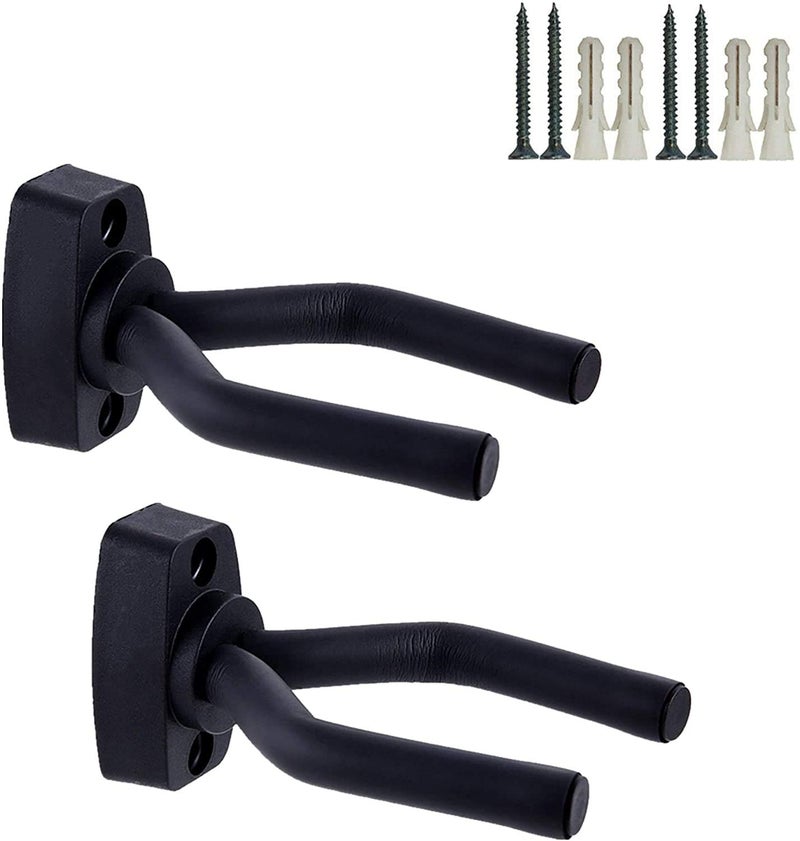 CC CAIHONG Guitar Wall Mount Hanger 2 Pack, Guitar Hanger Wall Hook Holder Stand Display Black with Screws - Easy to Install - Fits All Size Guitars, Bass, Mandolin, Banjo, Ukulele - Image 1